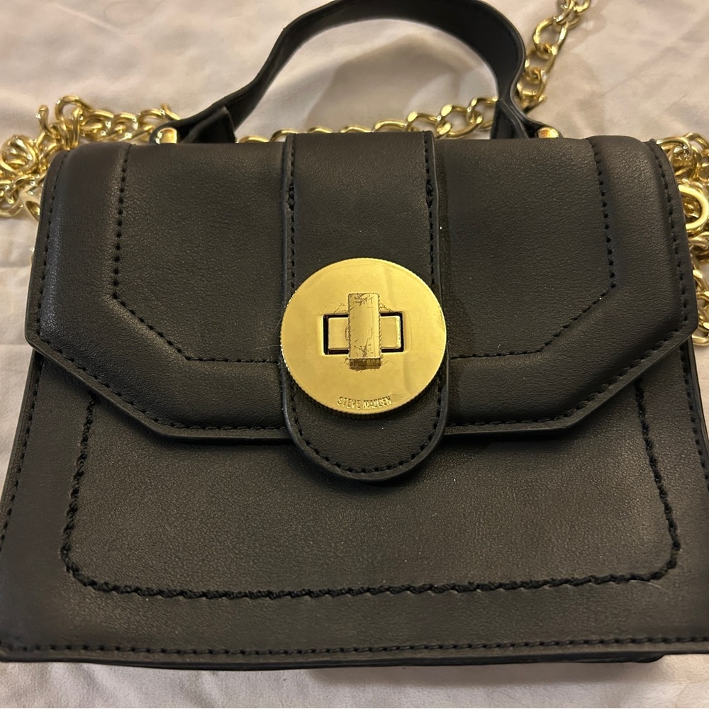 Steve Madden Black Bag with Gold Chain